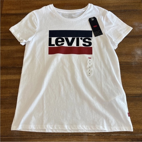 Levi’s Shirt Adult Medium White Short Sleeve Casual Tee - Picture 2 of 12